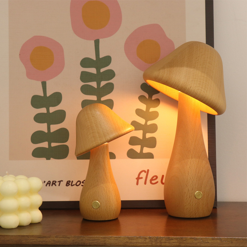 Mushroom Table Lamp - Lampa stołowa w kształcie grzyba Drewniane