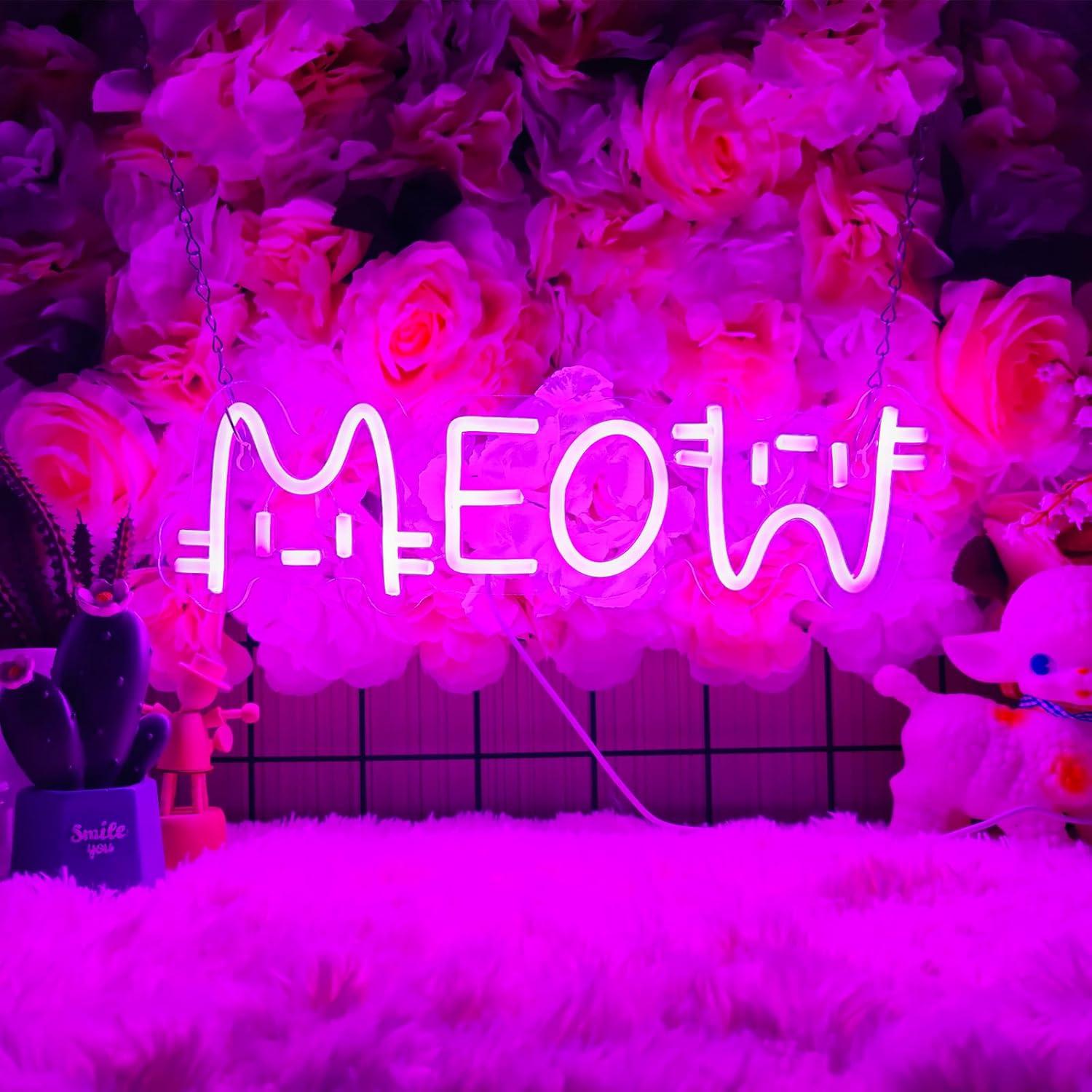 Lighting Decor House - Neonowy Znak Meow Kot, Zasilany przez
