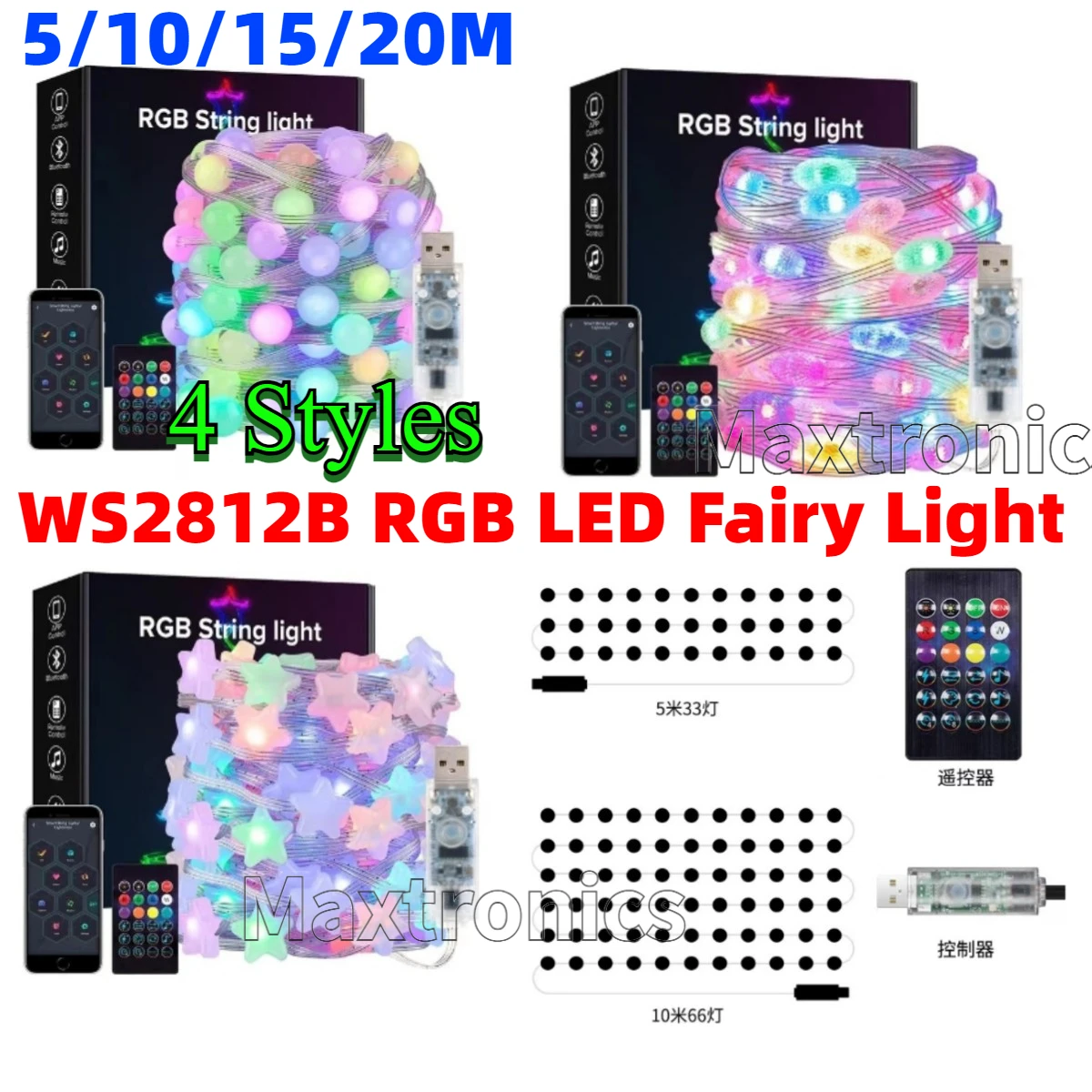 Decor Lighting Address - Inteligentne lampki LED RGB WS2812B, 4