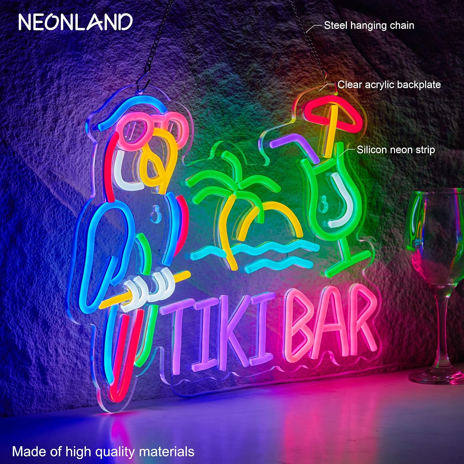 Neonowy Znak Tiki Bar Papuga P – Lighting Tree Decor recenzja i cena