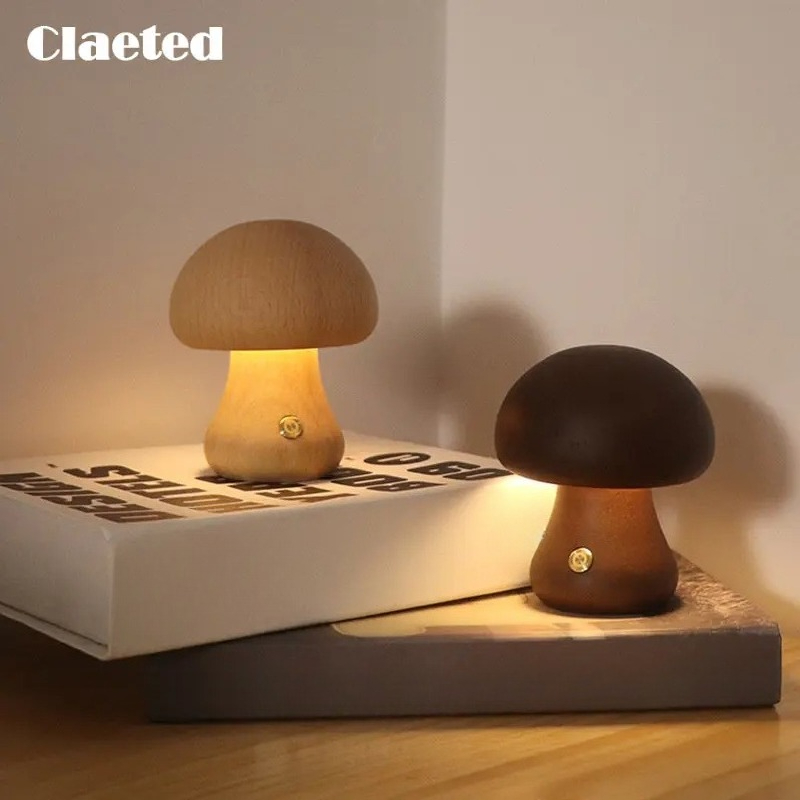 Claeted Wooden Mushroom Bedsid – Mushroom Table Lamp recenzja i cena