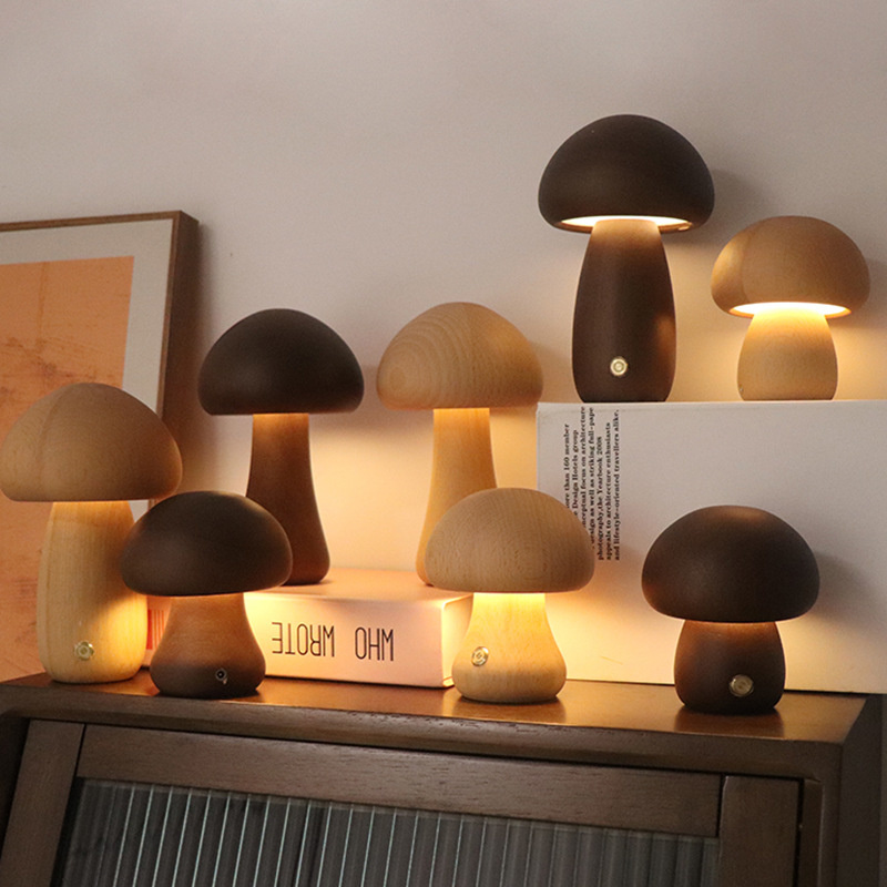 Claeted Wooden Mushroom Bedsid – Mushroom Table Lamp recenzja i cena