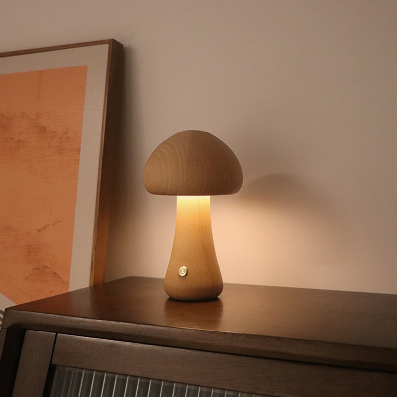 Claeted Wooden Mushroom Bedsid – Mushroom Table Lamp recenzja i cena