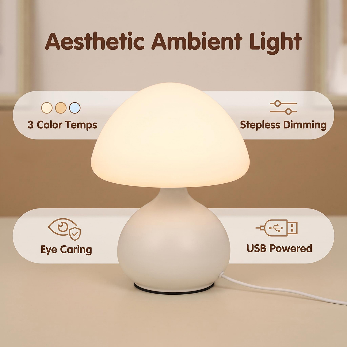 Miniaturowa lampka nocna w ksz – Mushroom Table Lamp recenzja i cena